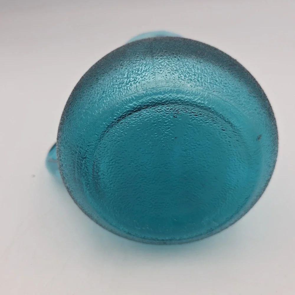 1970s peacock blue ice water glass carafe Only